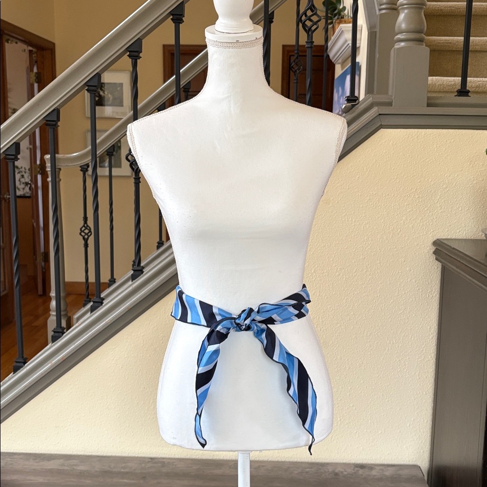 Blue and Black Striped Scarf or Belt